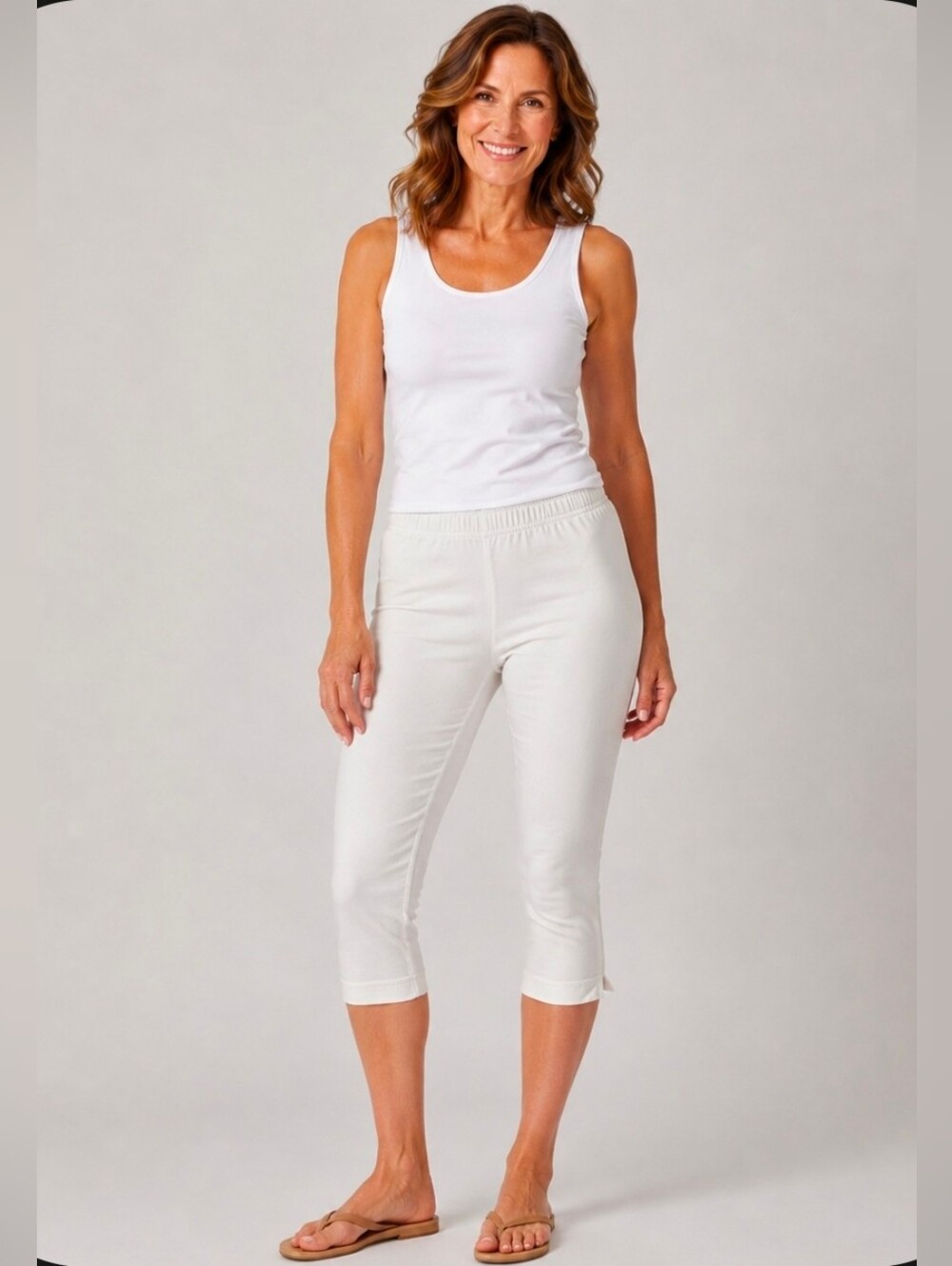 Women With Control White Pull On Capris